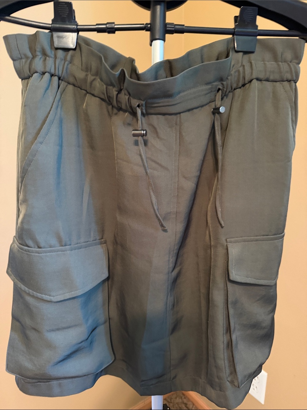 Express Olive Green Cargo Drawstring Pants